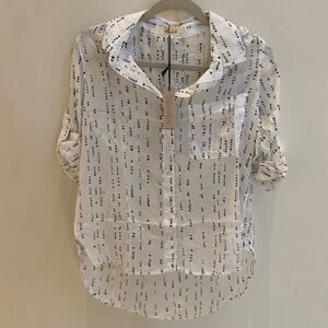 NWT | Bella Dahl | Long-sleeve Button Down | White with Dark Gray Dots
